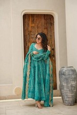 Women's Pure Cotton Bandhani Print Anarkali Suit Set with Embroidered Dupatta 