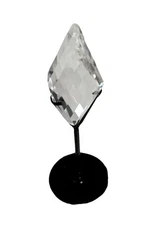 3” Faceted Clear Quartz Curved Diamind On Stand Sparkle Rainbows