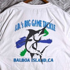 Hanes Beefy-T J.D.'s Big Game Tackle Fishing Shirt White XL Marlin CA