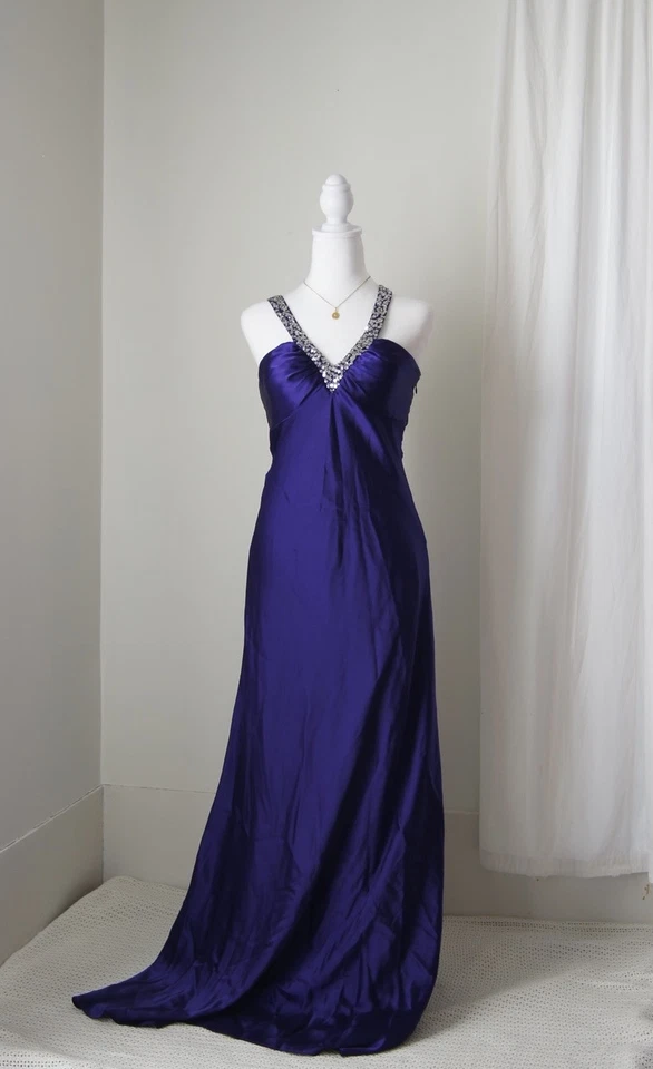 VTG Hailey Logan By Adrianna Papell Purple Embellished 90s Prom Party Dress Sz 6 - Image 3 of 4