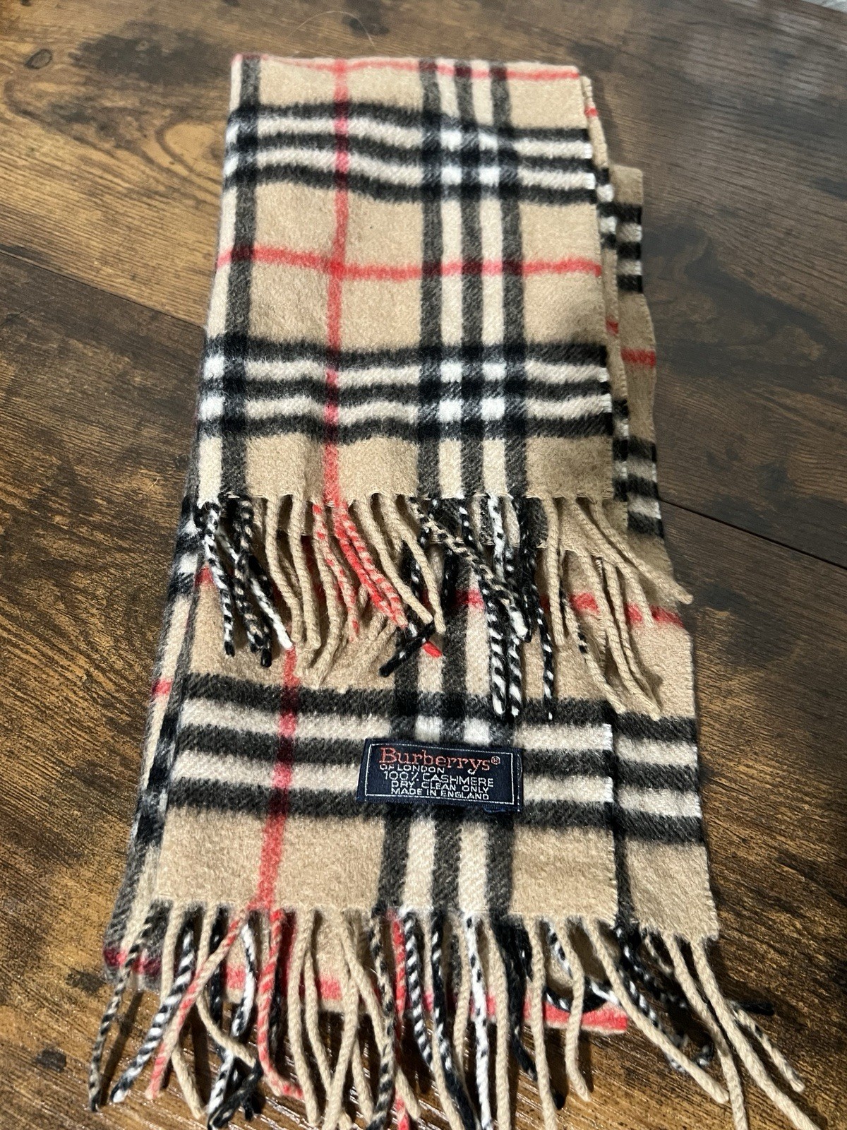 Vintage Burberrys Nova Check Cashmere Scarf 32”