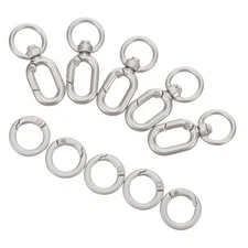  5 Sets Metal Spring Carabiner Double Opening Keychain Clip Swivel Snap Hook