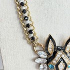 Betsey Johnson Zebra  Necklace Black Enamel Rhinestone Gold Tone Statement — photo 8