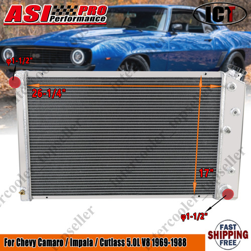3-Row Aluminum Radiator For Chevy Camaro / Impala / Cutlass 5.0L V8 ...