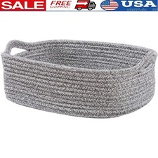Natural Cotton Storage Basket Soft Durable Multi-Purpose Organizer Home Entry US