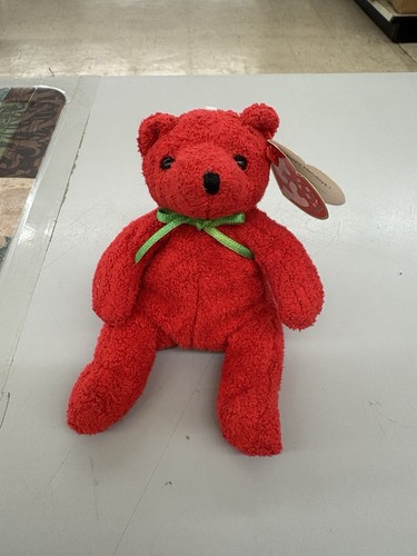 TY Jingle Beanie Baby - 2002 MISTLETOE Red Bear 5