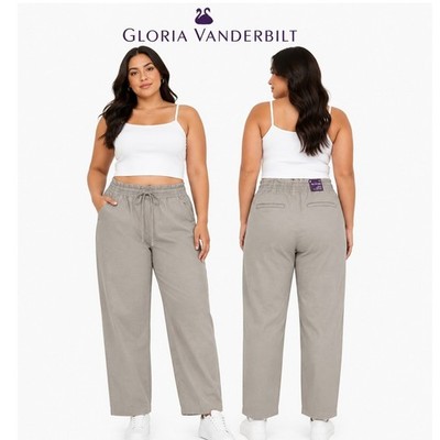 Gloria Vanderbilt Women Hazelnut High Rise Pull On Chino Tapered Pants Size 12