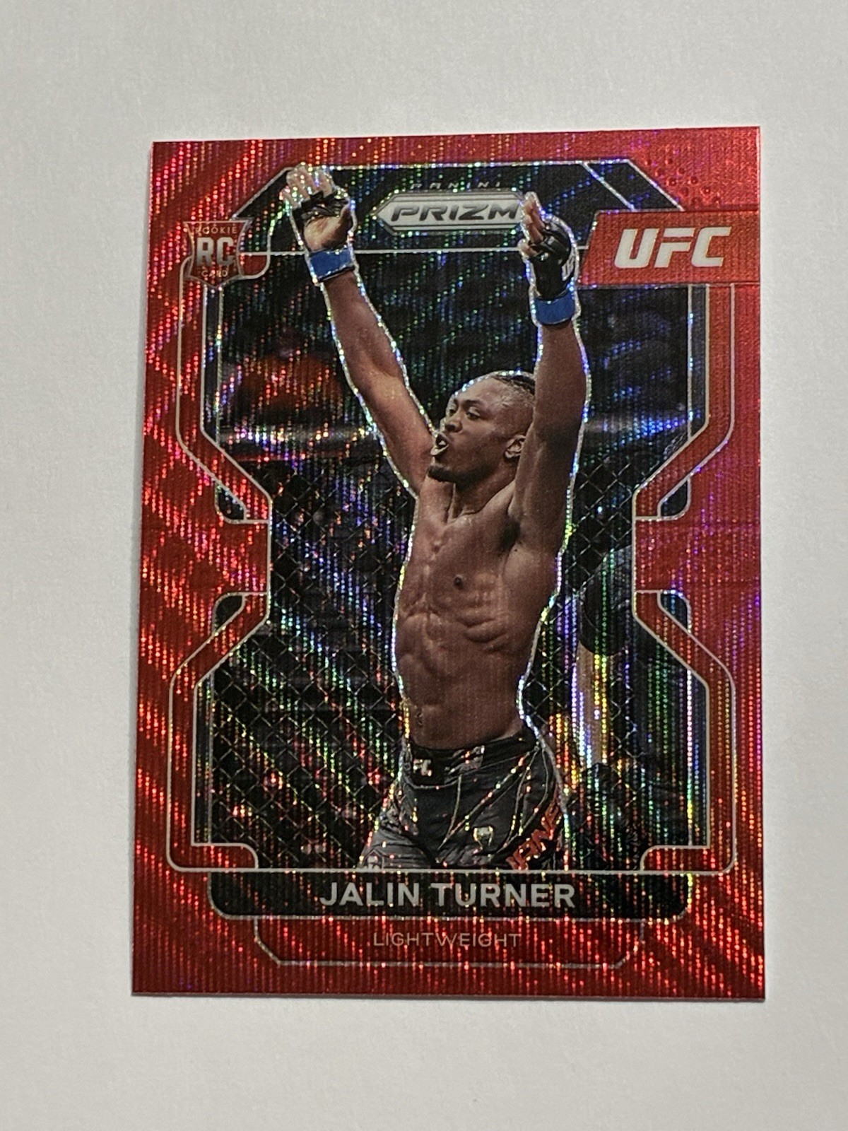 2022 Panini UFC Prizm Jalin Turner RC Red Wave Prizm Rookie Card #164