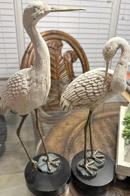 Fig 55-Vintage Set Andrea Sadek Egret/Heron Cold Painted Statues