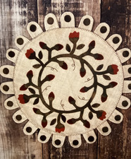 PATTERN Wool Felt Penny Rug Rose Buds and Blossoms NEW Lake View Primitives
