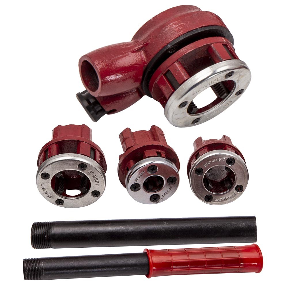 Ratchet Pipe Threader Kit Die Bar Head Handle Tool Kit 3/4'' 1/4'' 3/8'',  1/2''