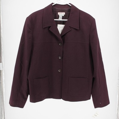 Talbots NWT Women's Purple 100% Worsted Wool Button Front Blazer Jacket Size 20