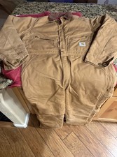 Vintage Carhartt Men's Quilt Lined Coverall Brown Size 44R Large Union Made
