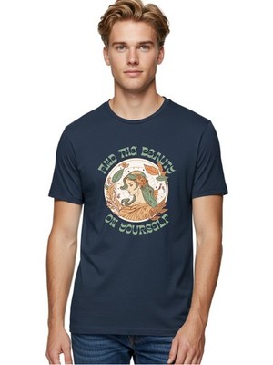 Find-The-Beauty-On-Yourself Mens Graphic Tee, 100% Cotton, Casual Summer Wear