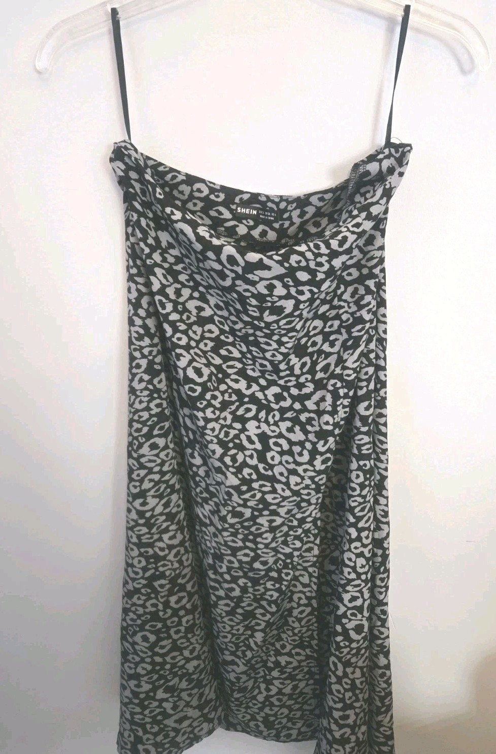 SHEIN Women’s Size Small Black White Leopard Print Spaghetti Strap Slip Dress...