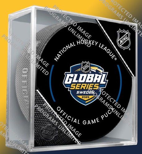 2025 GLOBAL SERIES SWEDEN GAME PUCK CUBE PENGUINS VS PREDATORS PATCH IN STORE!! - Picture 2 of 5