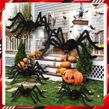 Giant Black Plush Spider Halloween Decoration Scary Haunted House Prop
