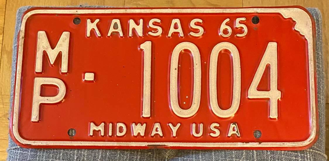 Kansas 1965 McPHERSON COUNTY MIDWAY USA License Plate MP1004 Falak