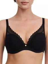 New Chantelle 16MNA Norah  Chic Plunge T-Shirt Bra  Black 38D Black