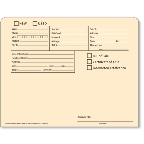 Job Folder Manila Vehicle Deal Jacket (100) 38133113618 eBay