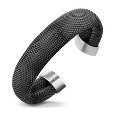 555Jewelry Stainless Steel Womens Trendy Mesh Wrap Open Cuff Bangle Bracelets