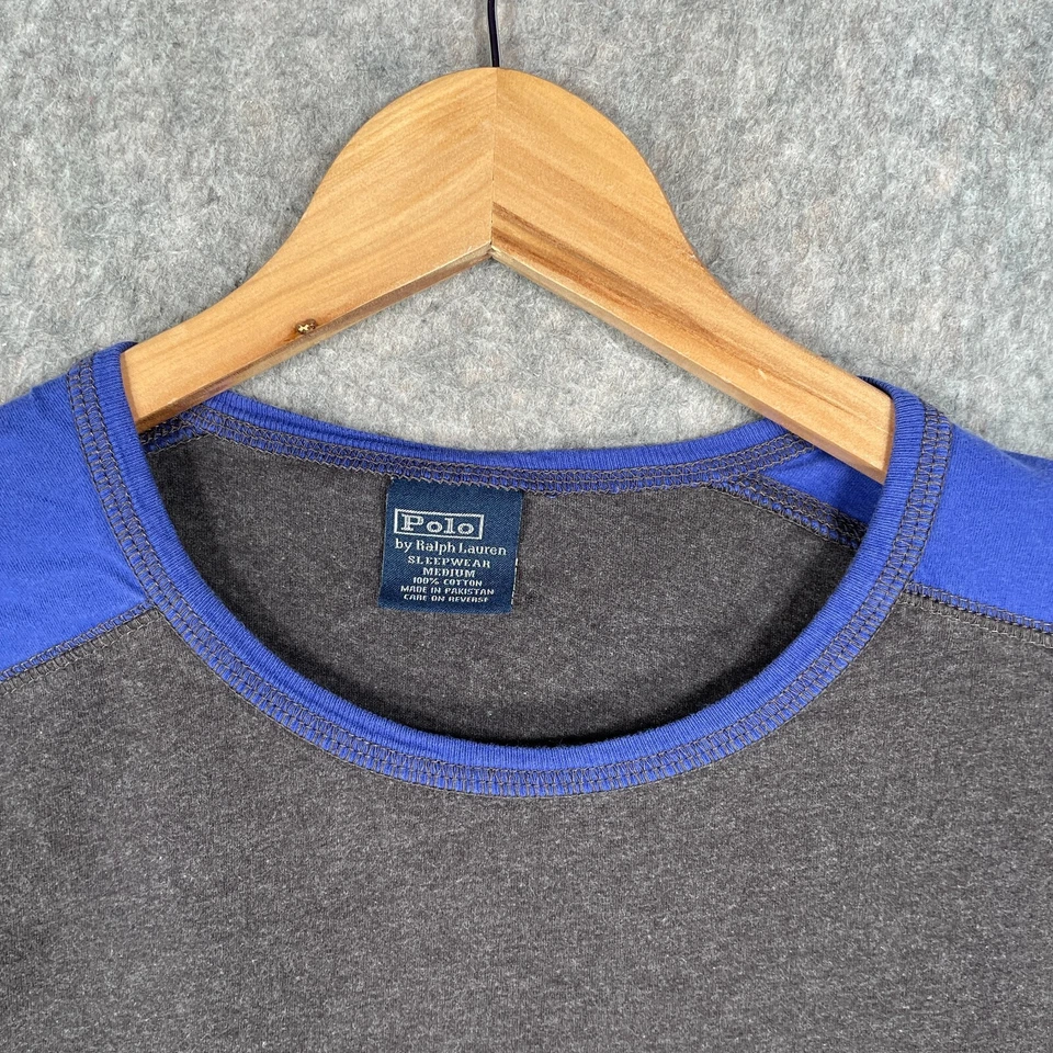 Ralph Lauren Sleepwear Mens Medium Grey Blue Pony Lounge Lightweight Top - Image 4 of 4