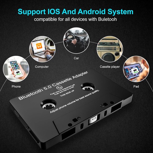 Car Audio Cassette Receiver Bluetooth 5.0 Cassette Aux Adapter Listen Phone Call - Picture 7 of 11