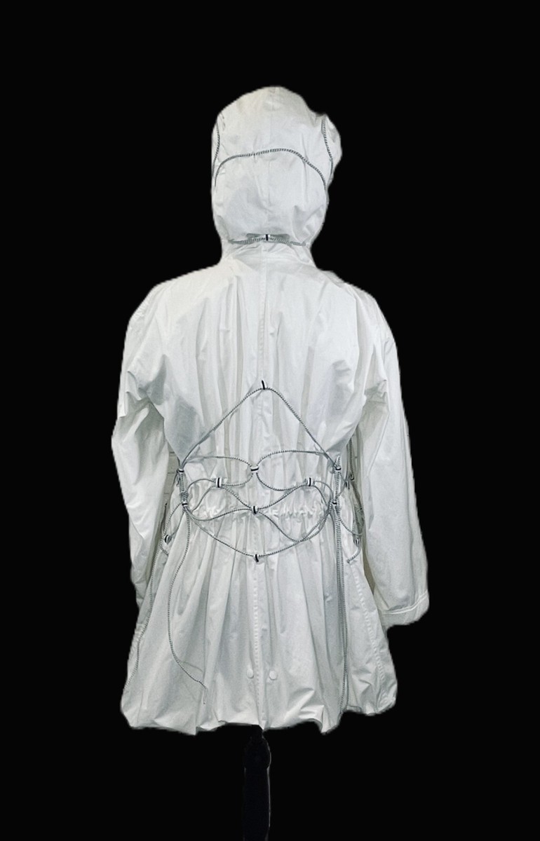 Original Vintage Issey Miyake White Bungee Cord Long Raincoat