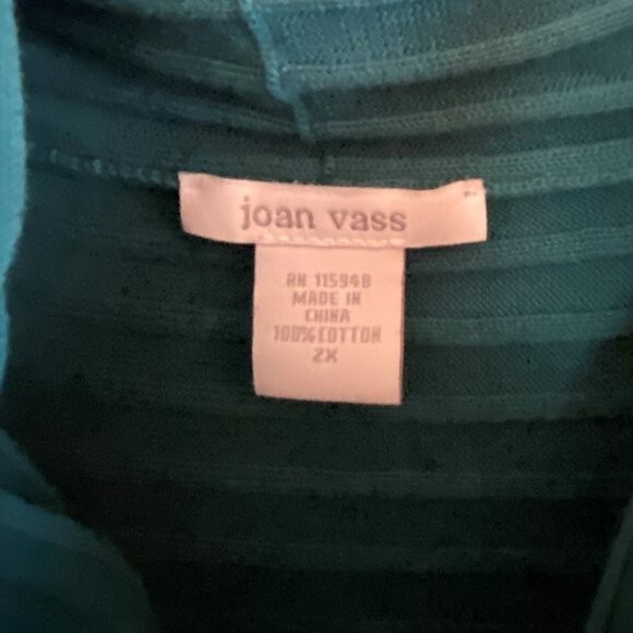 NWT - Joan Vass Teal Green/Turquoise Sweater w/Cowl Neck - Size 2X