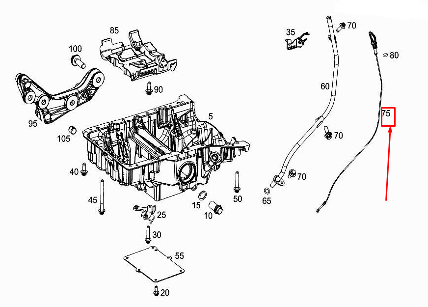 Jauge d'huile moteur Mercedes-Benz GLC X253 A6510103614 d'origine
