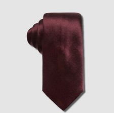 52 Alfani Men's Red Wine Satin Slim Silk Neck Tie 60 x 2.75