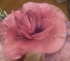 vintage silk flower organza 6" plum lilac rose 1pc made in Czechoslovakia