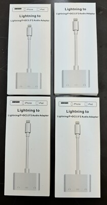 iPhone ,iPad Lightning To Lightning / F+DC 3.5*2 Audio Adapter Lot of 4