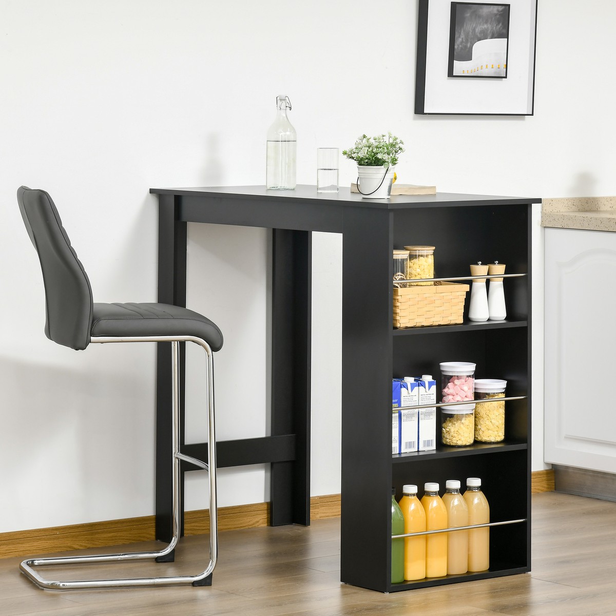 Modern Bar Table Counter Height Dining Table with 3-Tier