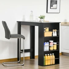Modern Bar Table Counter Height Dining Table with 3-Tier Storage Shelves