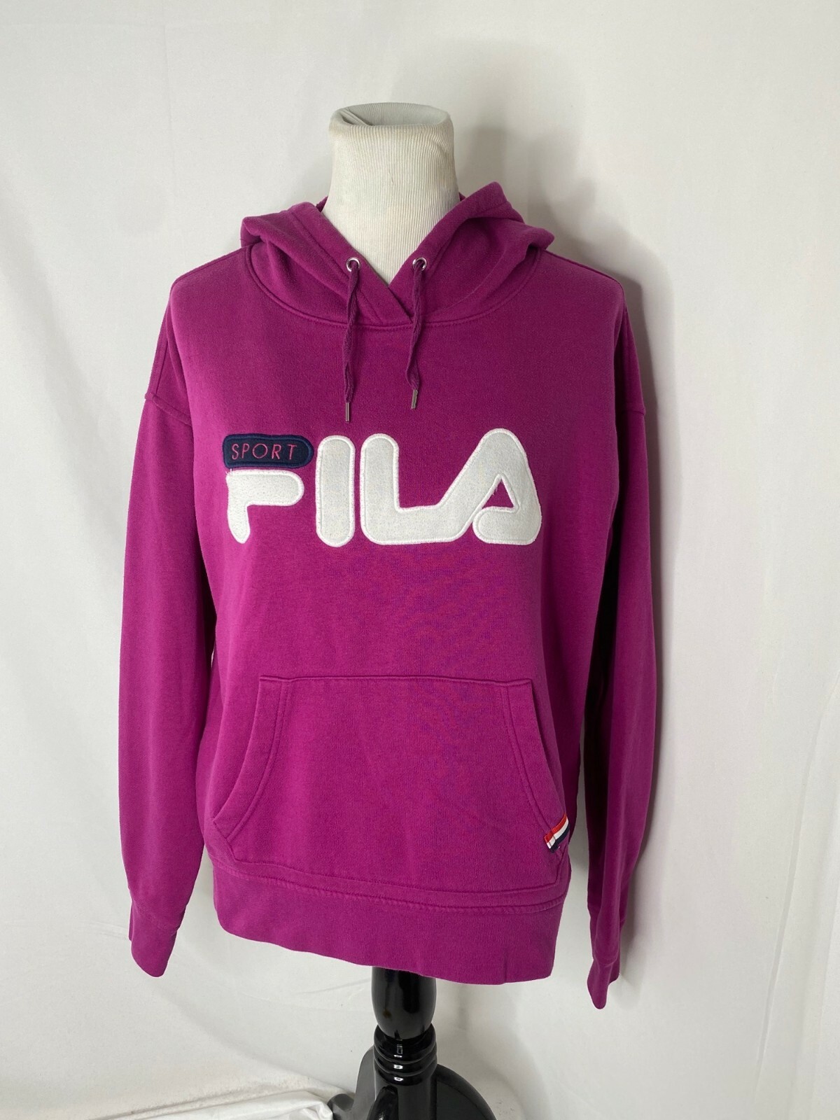 Felpa donna media con cappuccio Fila viola grande logo tasca sportiva