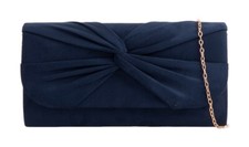 Women's Pleated Suede Clutch Bag Chain Bridal Wedding Party Prom Evening Handbag