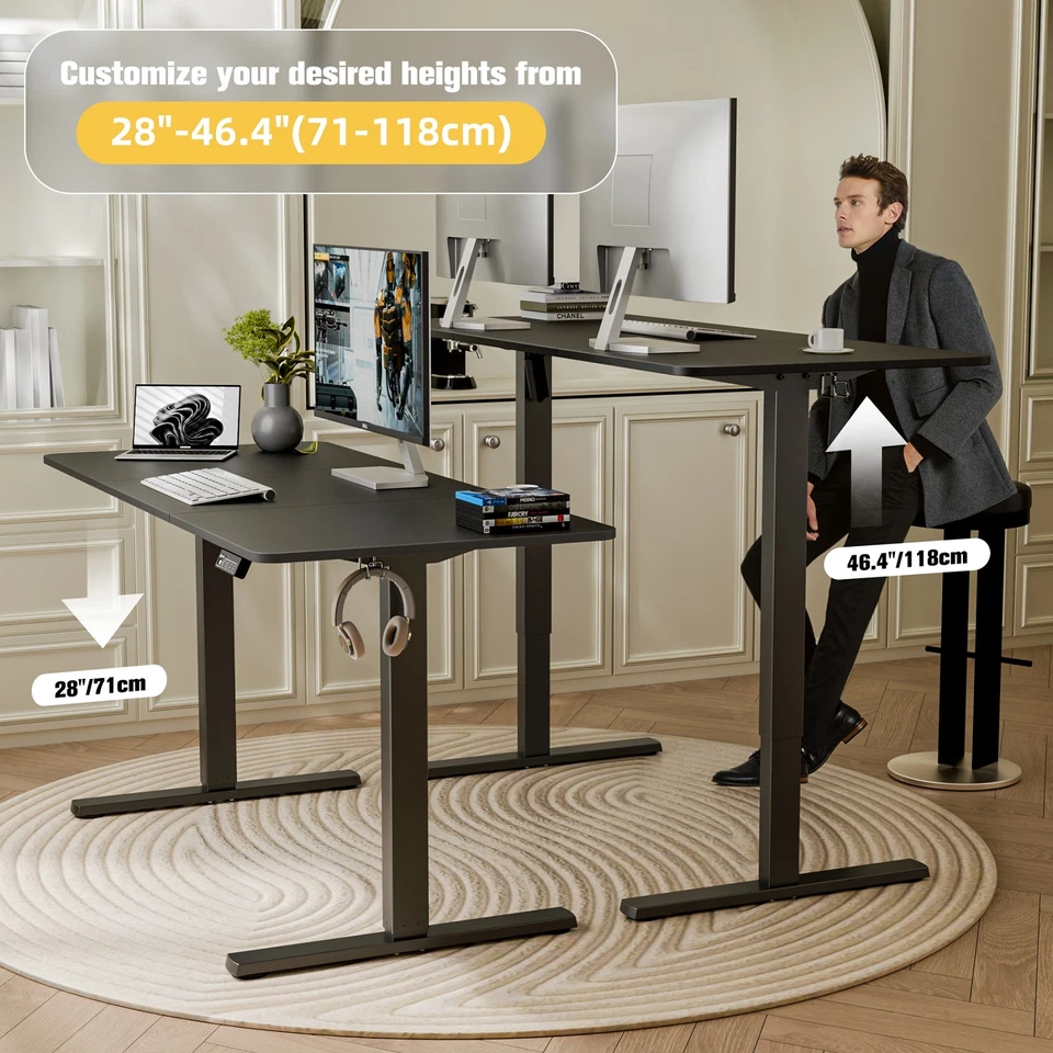 Ergomaker Electric Standing Desk Adjustable Motorised Sit Stand 140cm Black - image 3 of 4