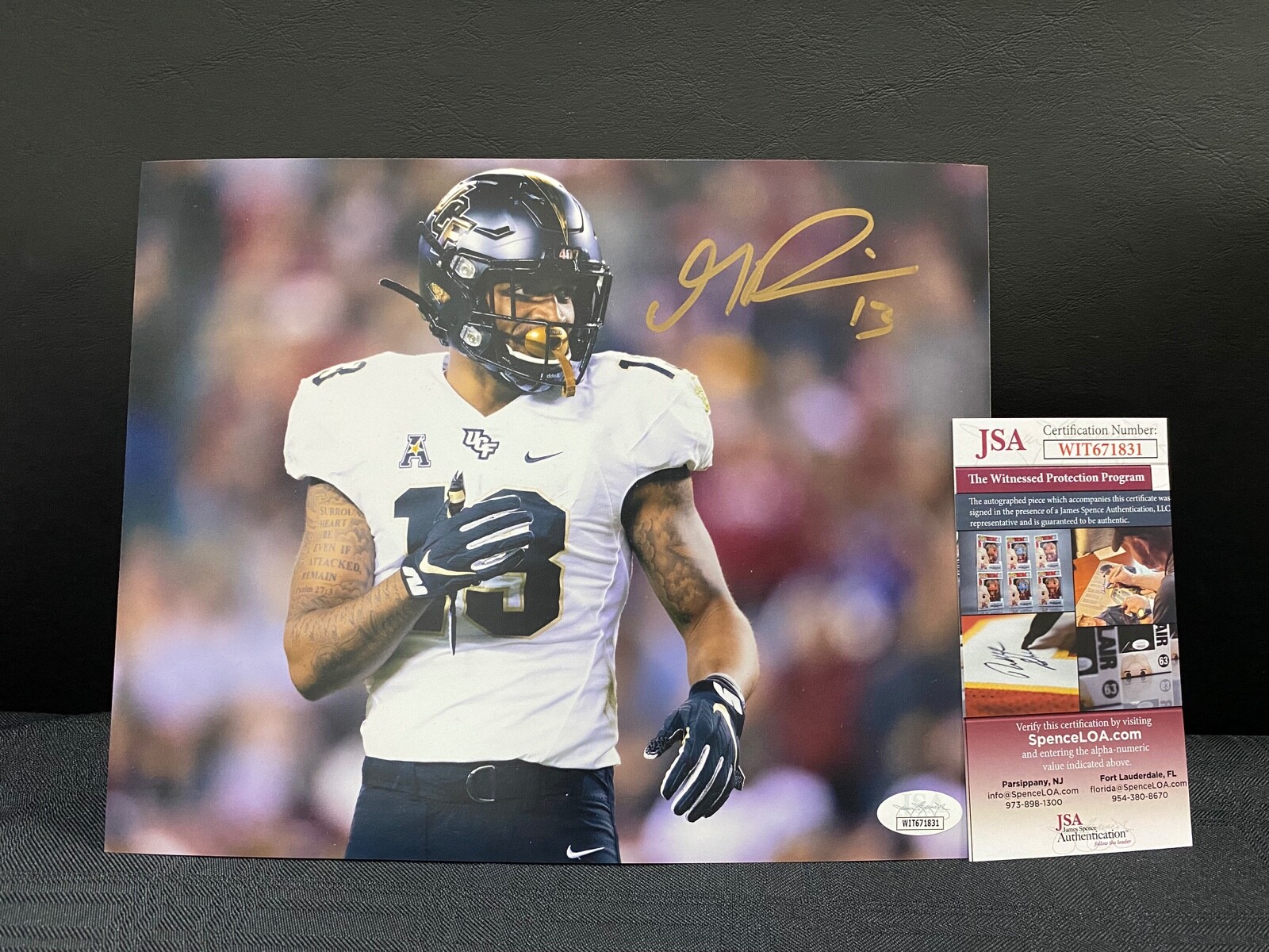 GABRIEL DAVIS Autographed Signed UCF Knights BUFFALO BILLS UCF 8 X 10 PHOTO JSA WITNESS COA 