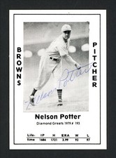 Nelson Potter Autographed 1979 Diamond Greats Card #193 St. Louis Browns 165689