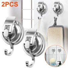 2X Heavy Duty Strong Suction Cup Hooks Hanger Tile Window Glass Bathroom Kitchen