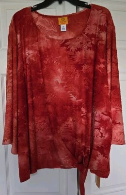 Ruby Rd. woman top MUST HAVES I Embellished Tie-dye Rust multi 3x NWT
