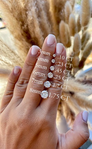 14K Moissanite D Color VVS1 Clarity Martini Screwback Solitaire Stud Earrings - Picture 9 of 10
