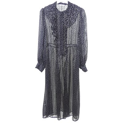 MANGO Kleid Semi Transparent Gepunktet Schwarz Gr. L 