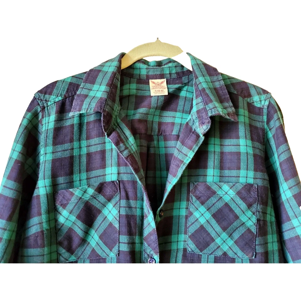 Camisa a Cuadros Faded Glory Niñas Junior Verde y Azul (CH Pequeña 4-6) Foto 3 de 4