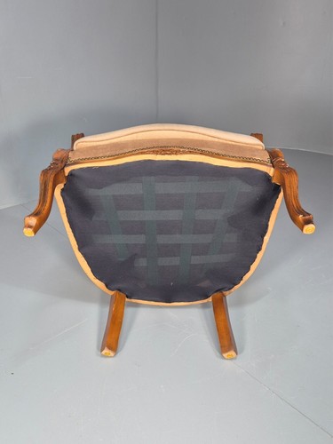 Vintage Danish Lounge Chair Beige Velour Beech Antique French Style EB8930 VCLO - Picture 14 of 16