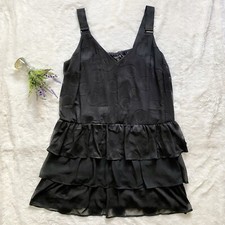 Lane Bryant Sleeveless Tiered Chiffon Black Dress NEW size 18 cocktail LBD 90