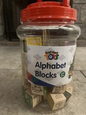 Real Wood Toys Bucket Alphabet Blocks 35 Ct
