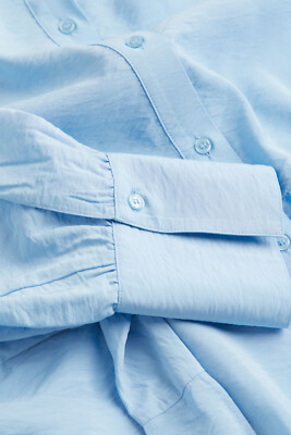 H & M Light Blue Tie Front Side Slits Smooth Crushed Relaxed Midi Shirt Dress L | eBay H & M Light Blue Tie Front Side Slits Smooth Crushed Relaxed Midi Shirt Dress L | eBay