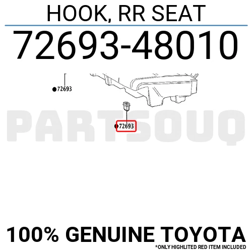 7269348010 Genuine Toyota HOOK, RR SEAT 72693-48010 | eBay 